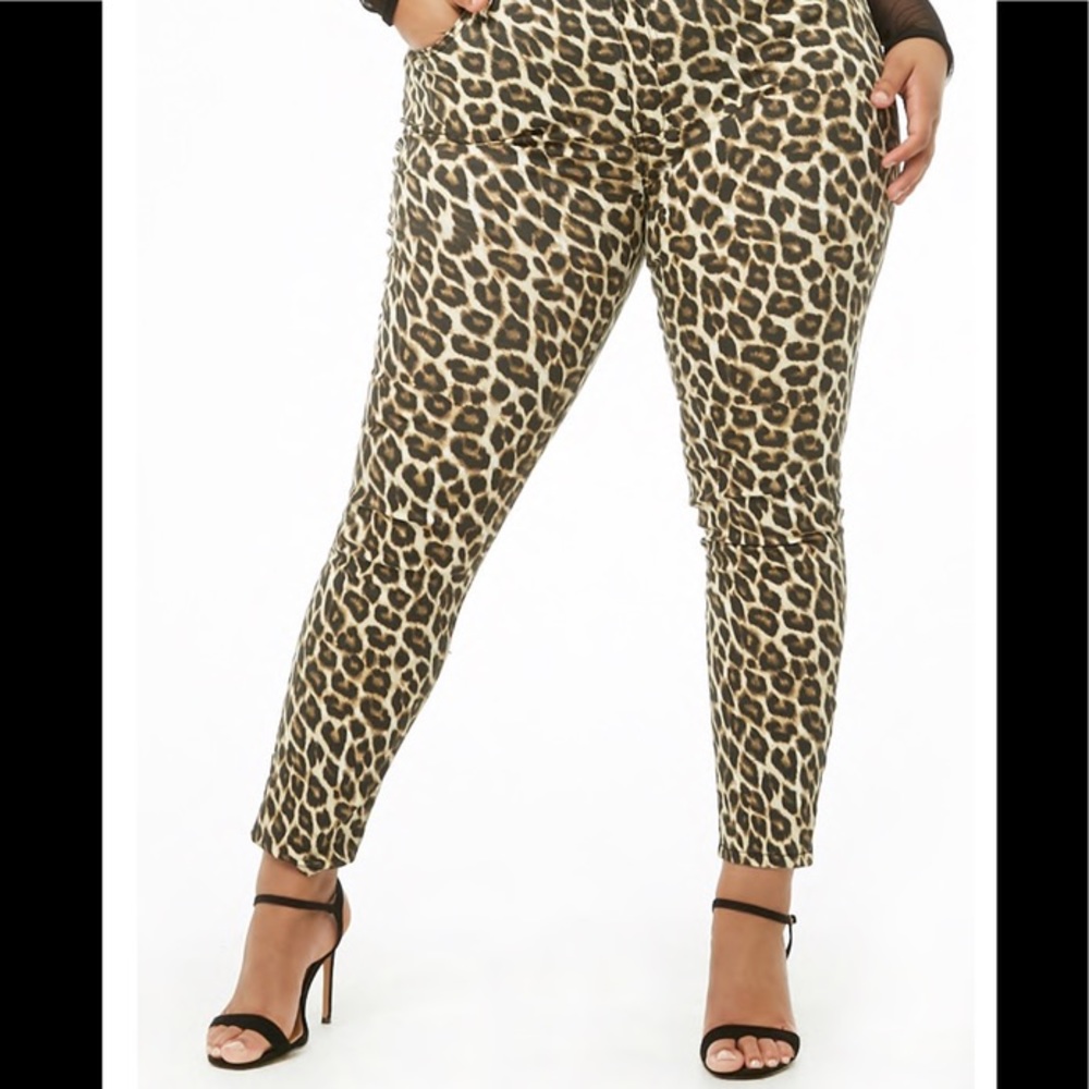 Forever 21 Plus Leopard Print Jeans